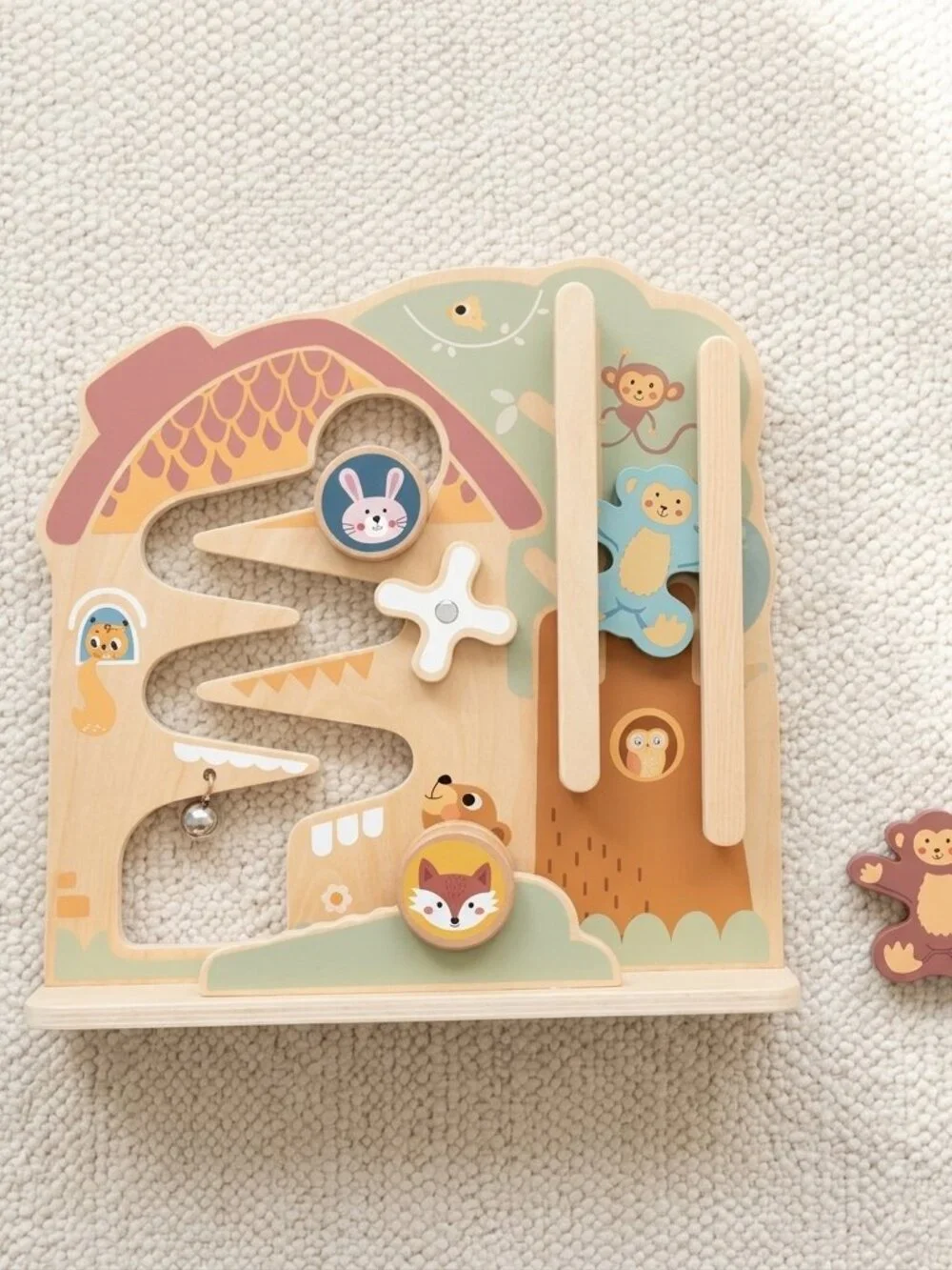 Tooky Toy 2-in-1 Wooden Activity Ball Track Maze Montessori Toddler Toy